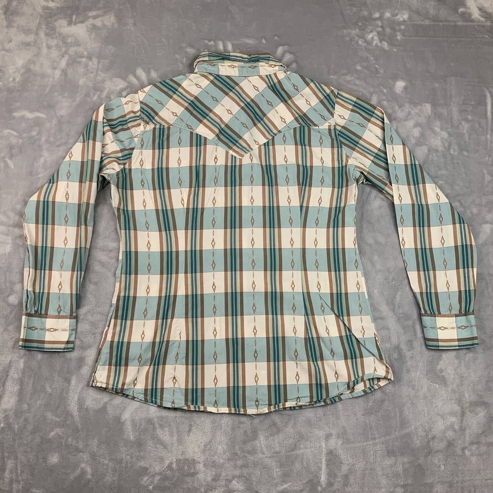 Wrangler Retro Women's L Plaid Print Long Sleeve Snap Western Shirt - Picture 9 of 9
